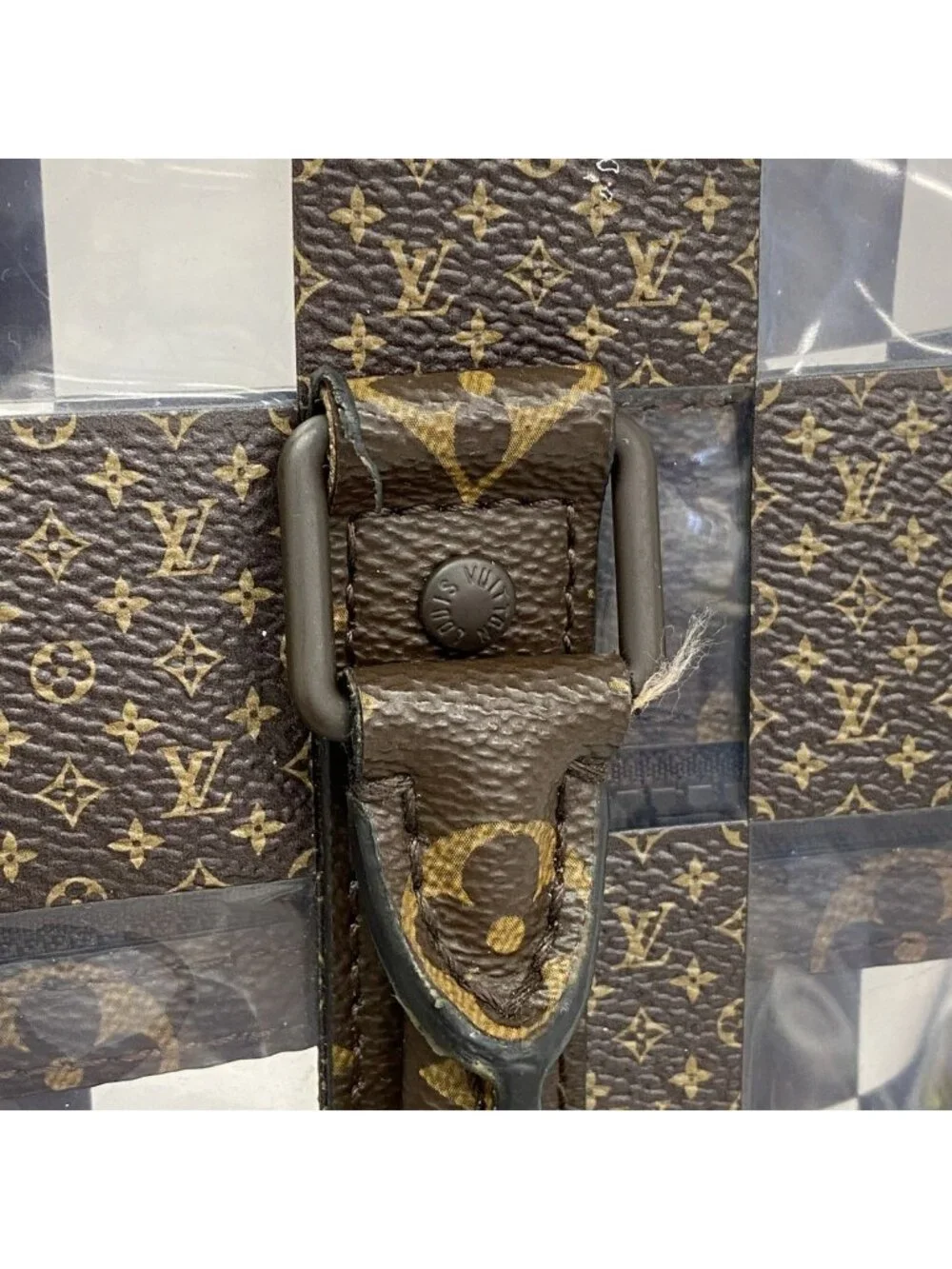 Louis Vuitton Handbag Monogram Chess Sac Plat Brown Clear 2-Way